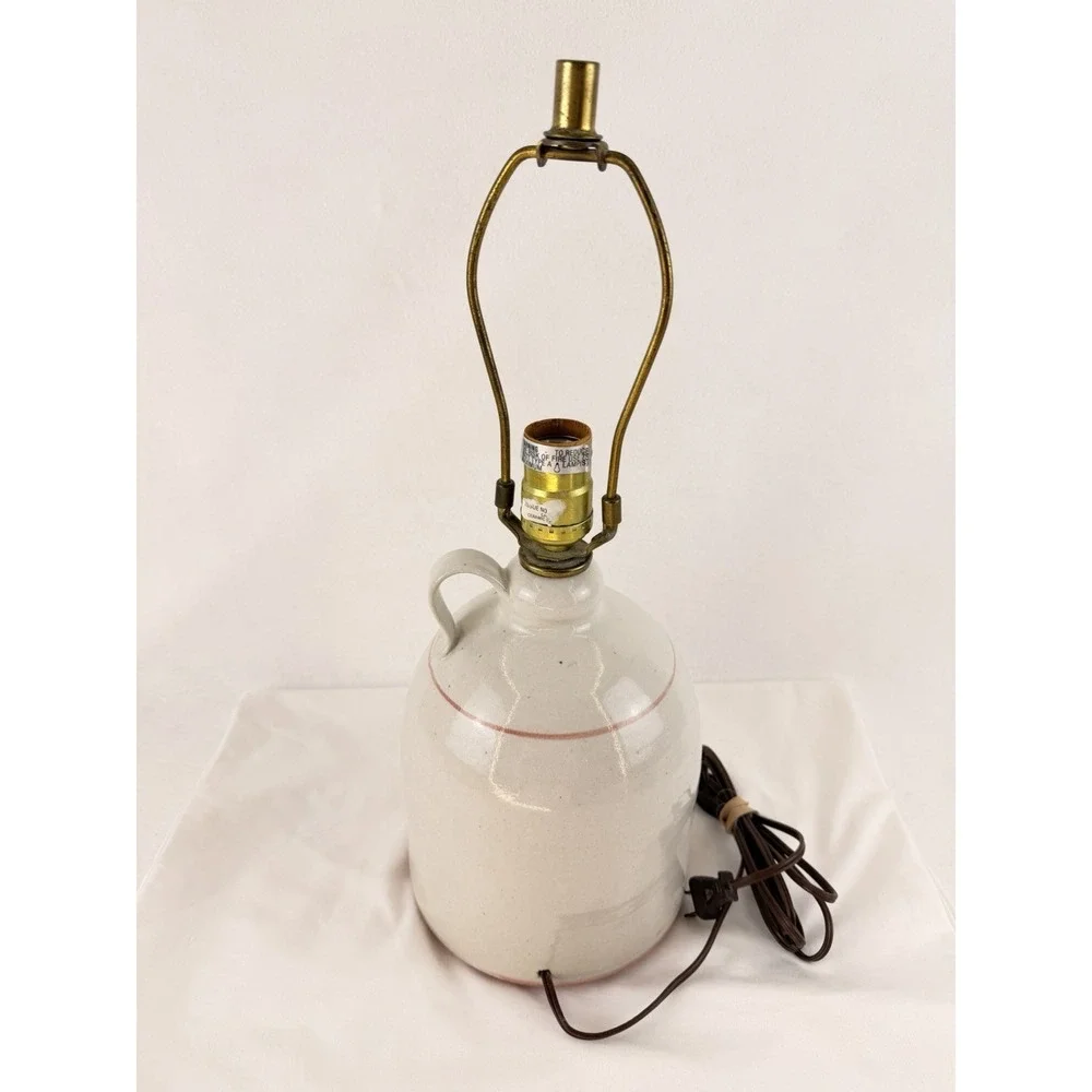 Vintage Hand Painted Floral Ceramic Jug Table Lamp Brass Harp Working